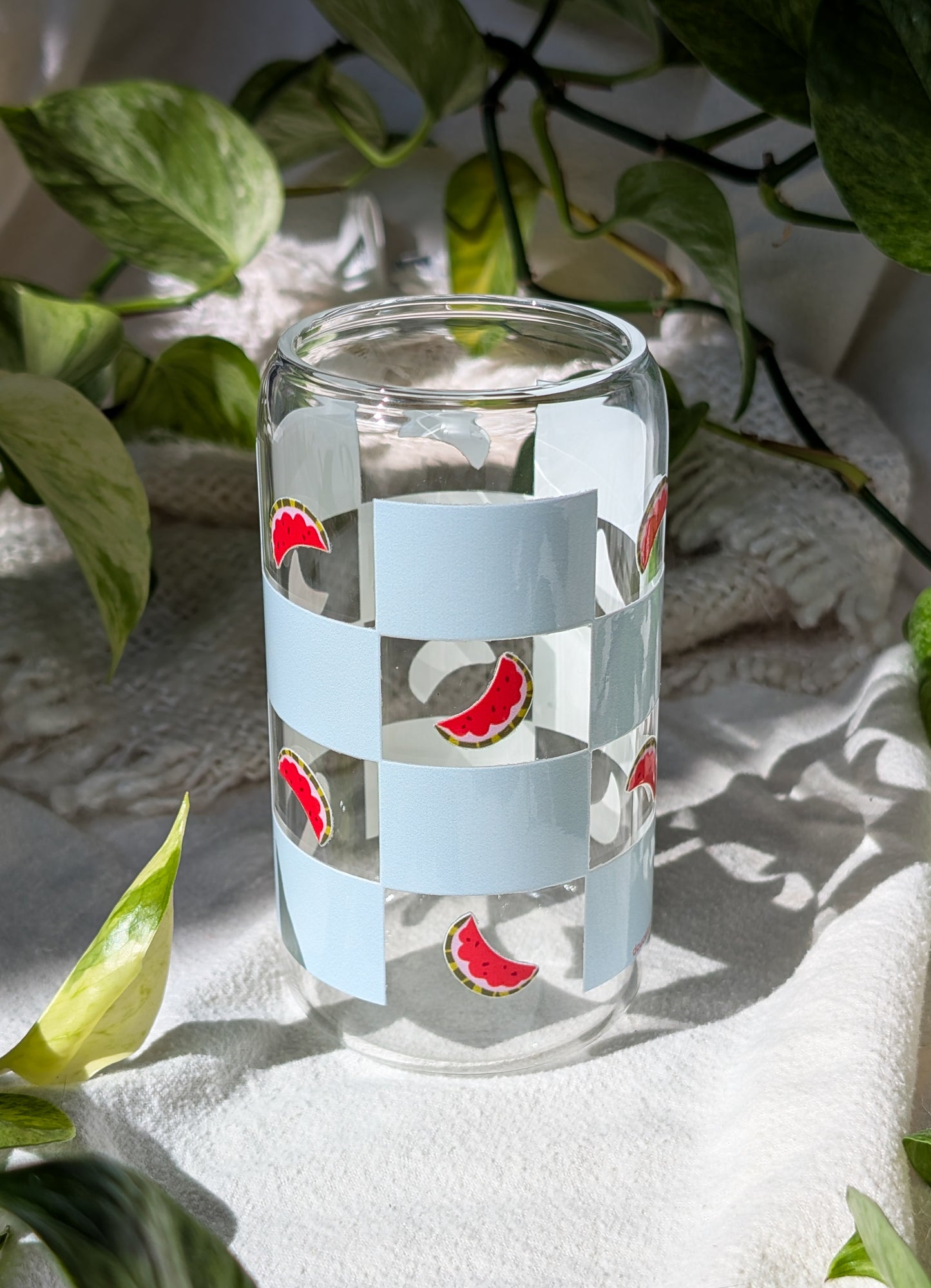 Modèle MELON D'EAU * Verre avec couvercle et paille