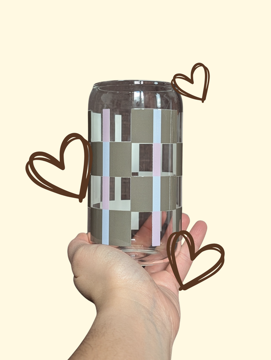 verre olive, rose et bleu pâle