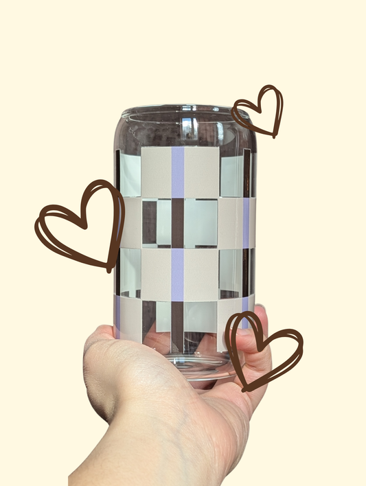 verre brun, lilas et beige