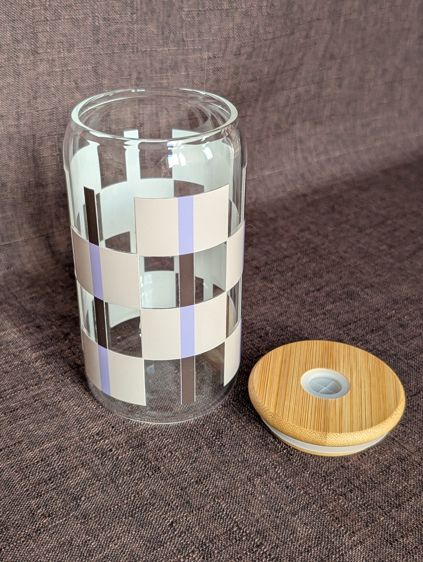 verre brun, lilas et beige